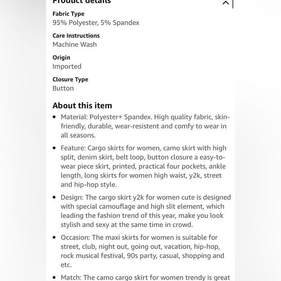 Cargo Skirt for Women Camo Skirts High Slit Button Maxi Skirt with Pockets - Picture 6 of 6